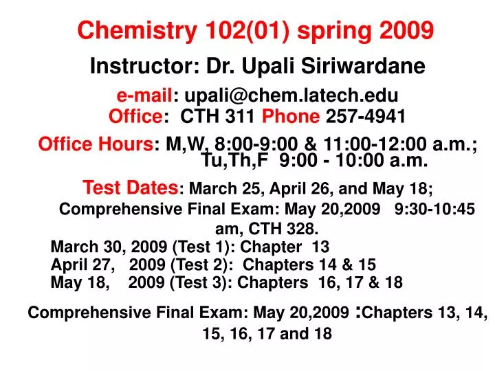 chemistry 102 01 spring 2009