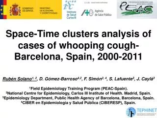 Space-Time clusters analysis of cases of whooping cough-Barcelona, Spain, 2000-2011