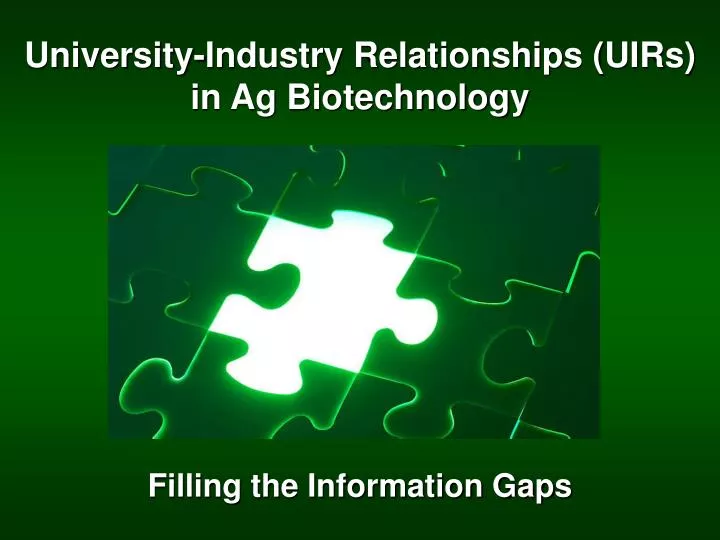 university industry relationships uirs in ag biotechnology