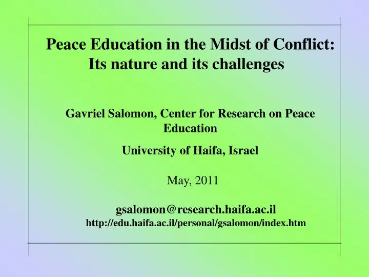 peace education in the midst of conflict its nature and its challenges