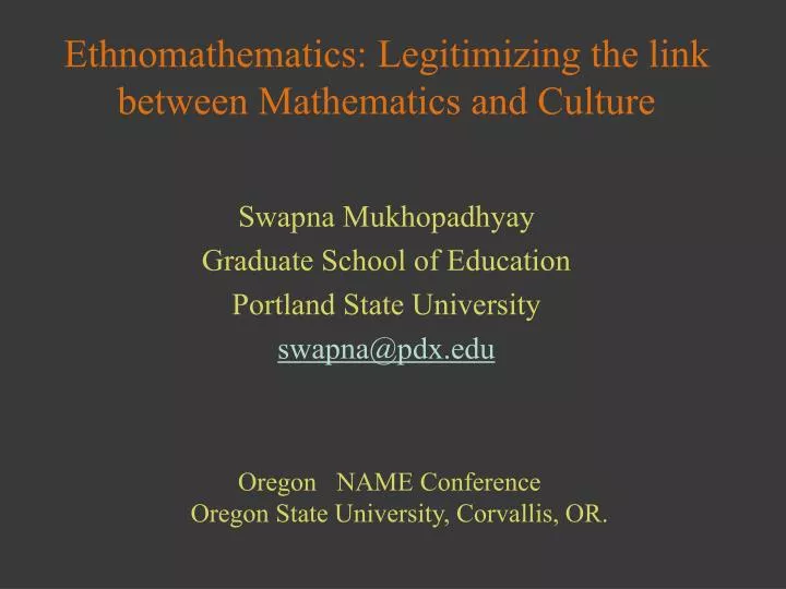 ethnomathematics legitimizing the link between mathematics and culture