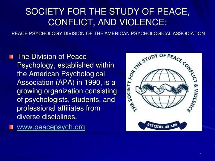 society for the study of peace conflict and violence