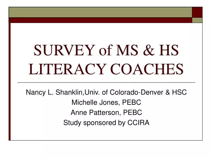 survey of ms hs literacy coaches