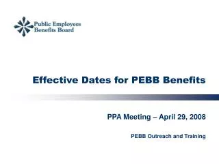 Effective Dates for PEBB Benefits