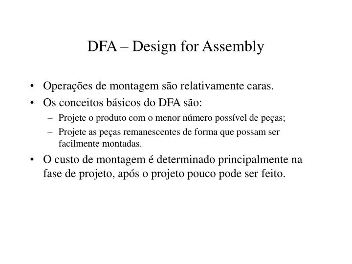 dfa design for assembly