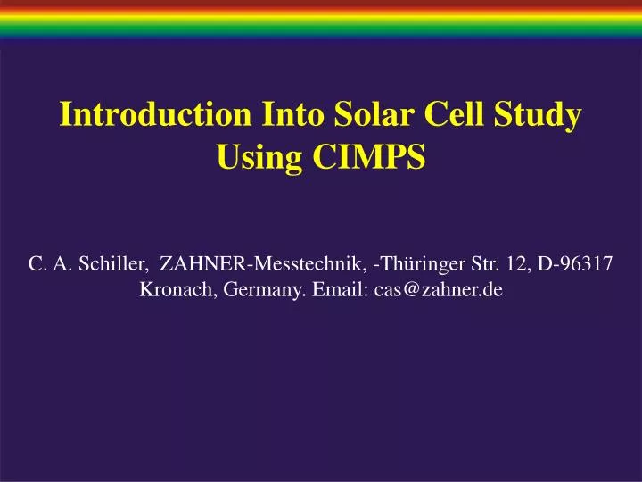 introduction into solar cell study using cimps