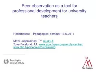 Peer observation as a tool for professional development for university teachers