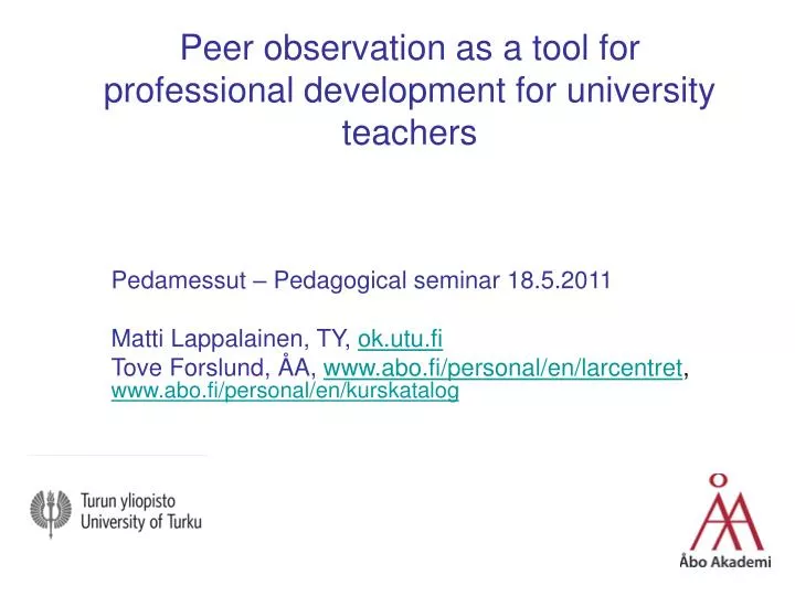 peer observation as a tool for professional development for university teachers