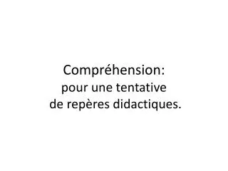 compr hension pour une tentative de rep res didactiques