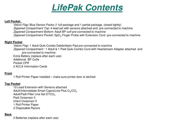 lifepak contents