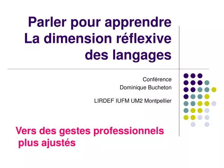 parler pour apprendre la dimension r flexive des langages