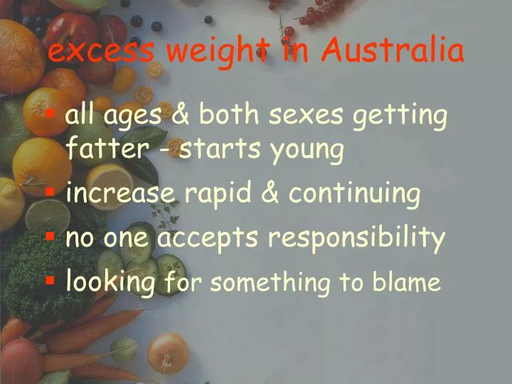 excess weight in australia