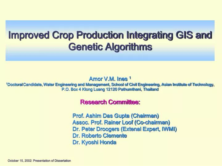 improved crop production integrating gis and genetic algorithms