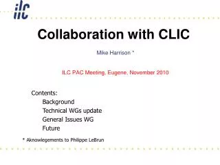 Collaboration with CLIC