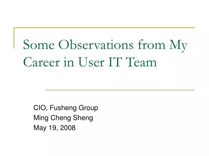 some observations from my career in user it team