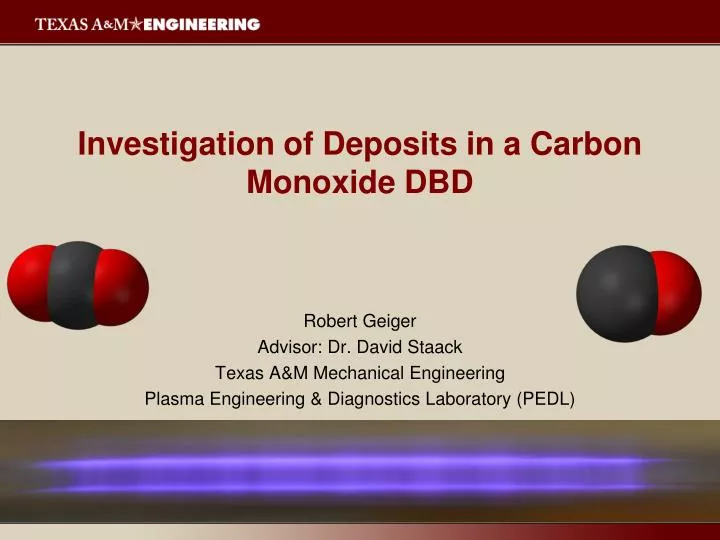investigation of deposits in a carbon monoxide dbd