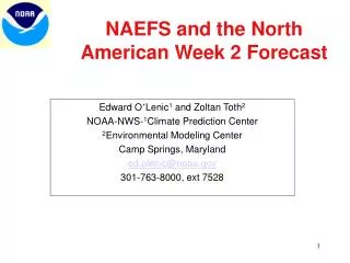 NAEFS and the North American Week 2 Forecast