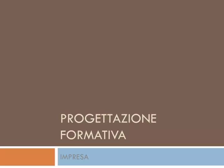 progettazione formativa