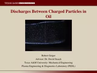 Discharges Between Charged Particles in Oil