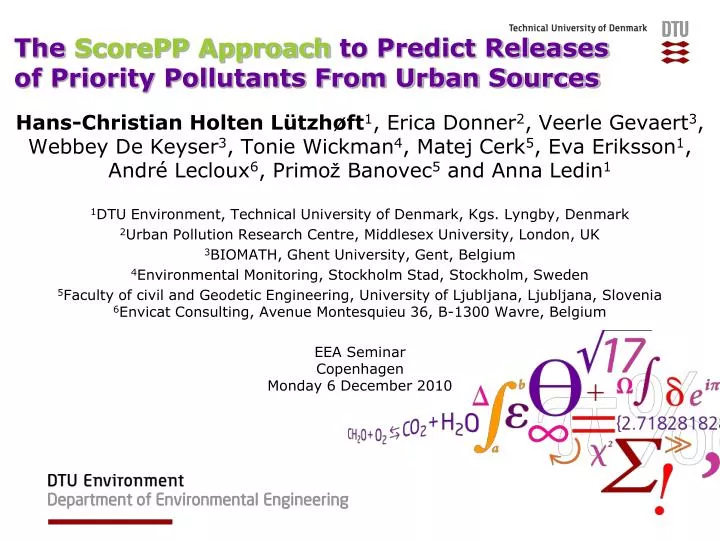 the scorepp approach to predict releases of priority pollutants from urban sources
