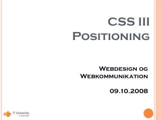 CSS III Positioning