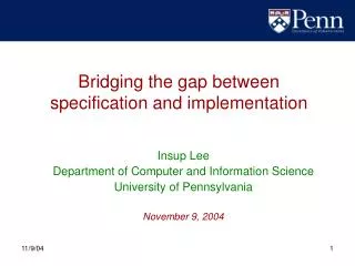 Bridging the gap between specification and implementation