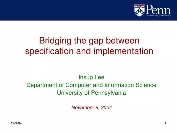 bridging the gap between specification and implementation