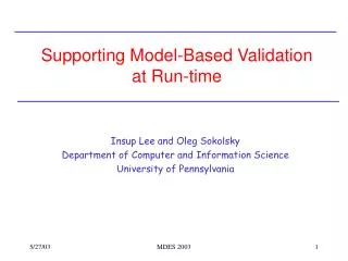 Supporting Model-Based Validation at Run-time