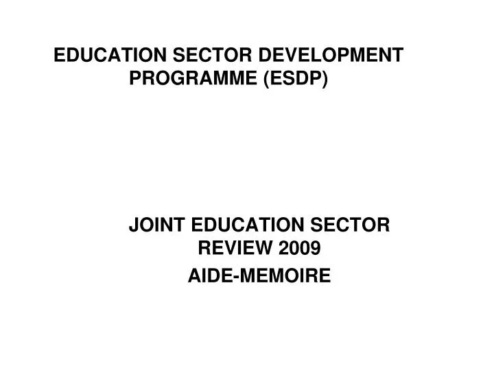 education sector development programme esdp