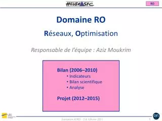 domaine ro r seaux o ptimisation