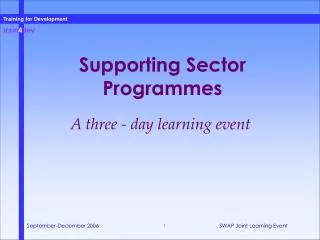 Supporting Sector Programmes