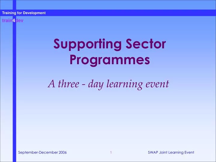 supporting sector programmes