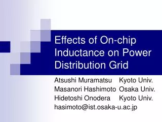 Effects of On-chip Inductance on Power Distribution Grid