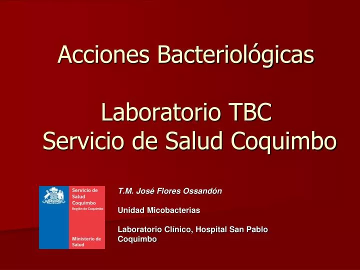 acciones bacteriol gicas laboratorio tbc servicio de salud coquimbo