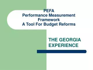 PEFA Performance Measurement Framework A Tool For Budget Reforms