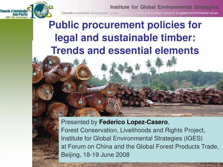 public procurement policies for legal and sustainable timber trends and essential elements