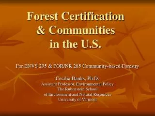 Forest Certification &amp; Communities in the U.S.