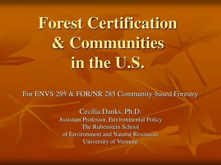 forest certification communities in the u s
