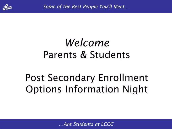 welcome parents students post secondary enrollment options information night