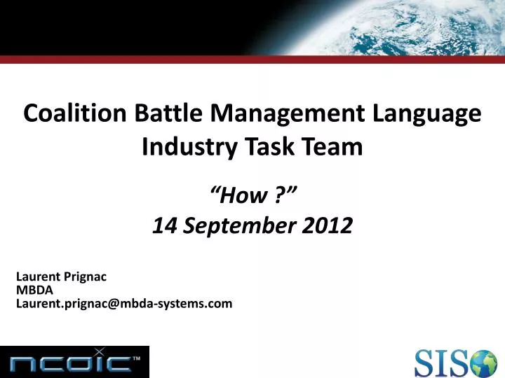 coalition battle management language industry task team how 14 september 2012
