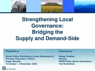 Strengthening Local Governance: Bridging the Supply and Demand-Side