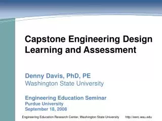 Capstone Engineering Design Learning and Assessment