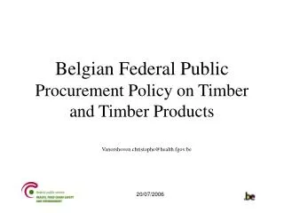 Belgian Federal Public Procurement Policy on Timber and Timber Products