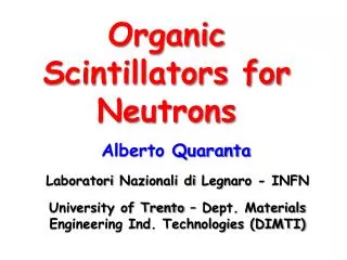 Organic Scintillators for Neutrons