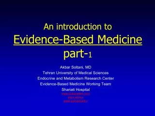 An introduction to Evidence-Based Medicine part- 1