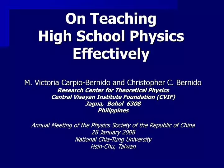on teaching high school physics effectively