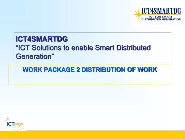 ict4smartdg ict solutions to enable smart distributed generation