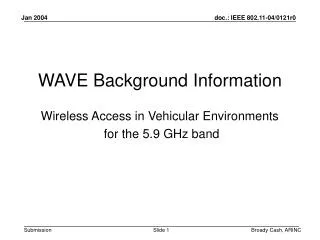 WAVE Background Information