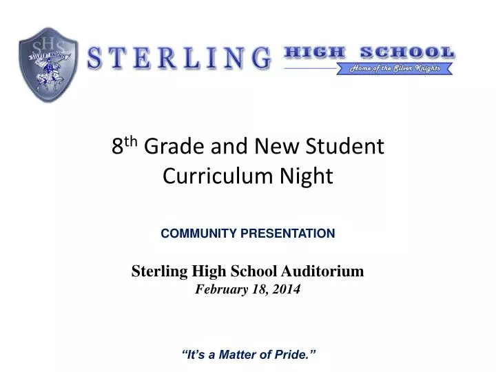 8 th grade and new student curriculum night