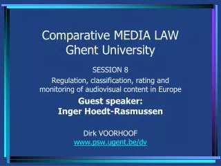 Comparative MEDIA LAW Ghent University